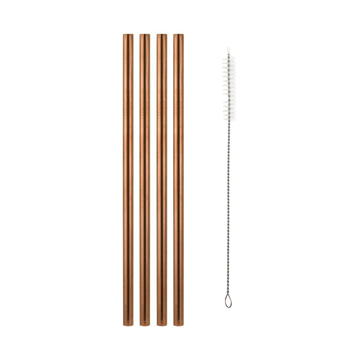 Maxwell & Williams Cocktail & Co Reusable Wide Straw With Brush Set Of 4